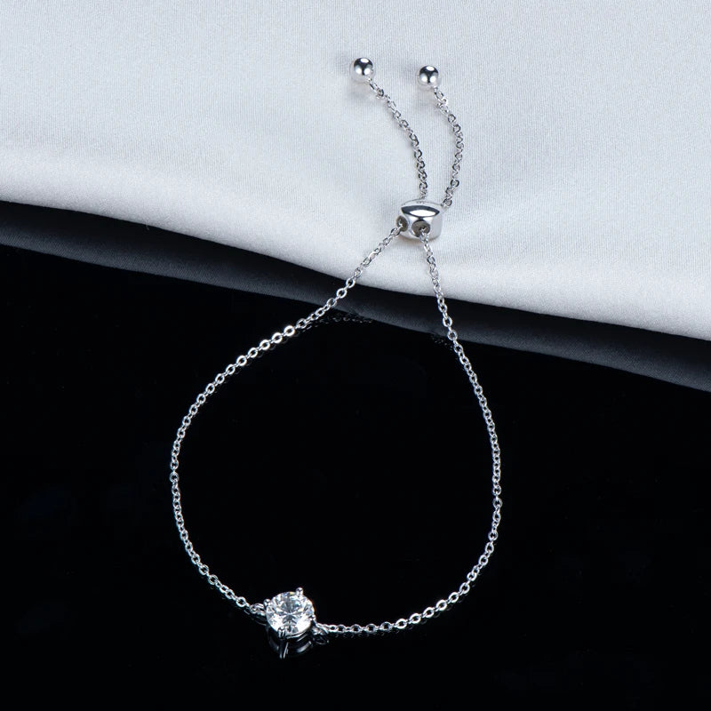 Best Selling Trendy Fashion Women Luxury Fine Jewelry 1ct 1.0ct 1 Carat 6.5mm Moissanite S925 Sterling Silver Bracelets Bangles
