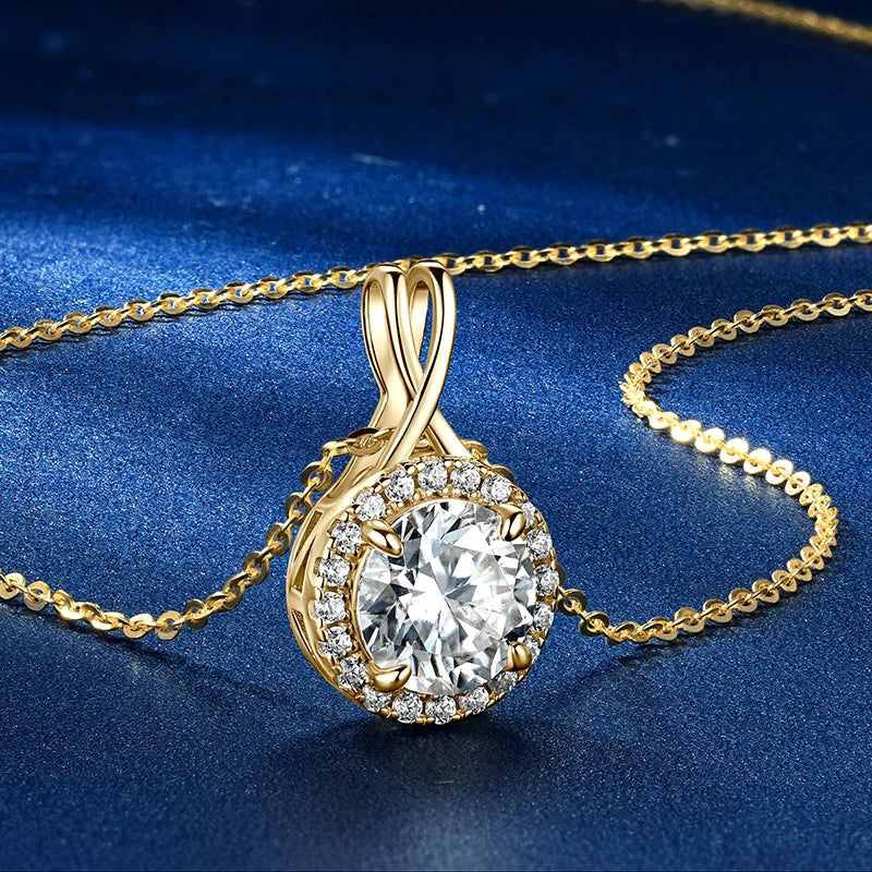Hot Selling Charms 925 Silver Round-Cut 8mm 2.0ct Moissanite Pendant Cross Design Necklace for Women with Certificate