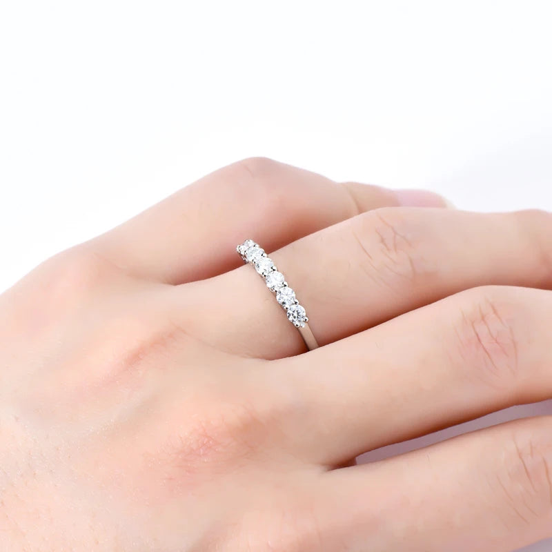 Chasau High Quality Fashion Women Luxury Ladies 7-Stone Moissanite S925 Sterling Silver Engagement Wedding Ring for Gift