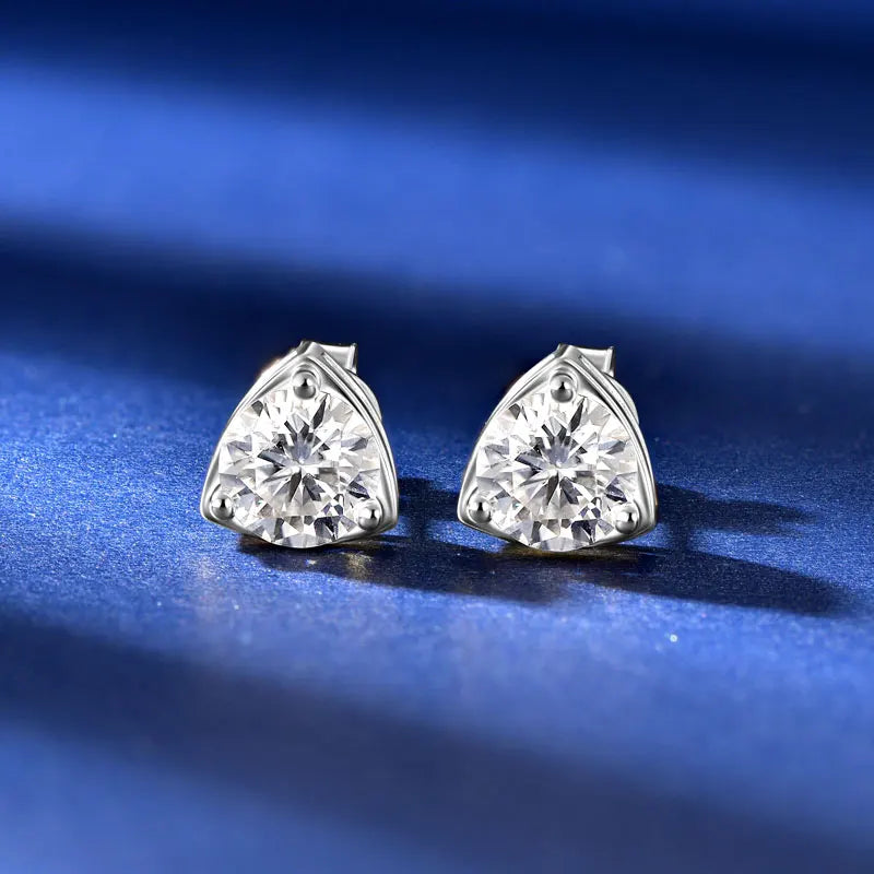 Best Selling Trendy VVS 6.5mm 1.0ct Moissanite 925 Sterling Silver Fashion Hoop Three Claw Earrings for Women