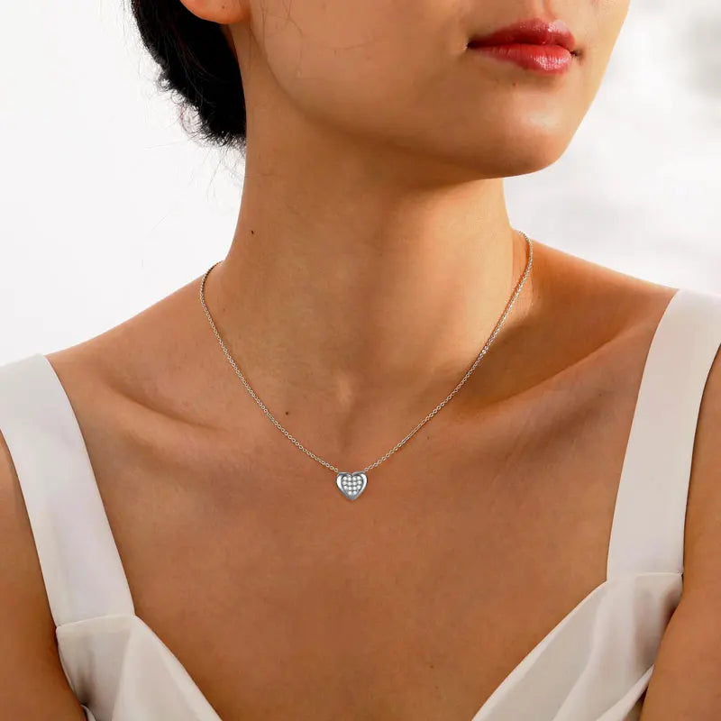 Wedding 925 Silver D0.21CT Round D Color VVS1 Moissanite Full Diamond Heart Pendant Heart Shape Pendant Necklace for Women