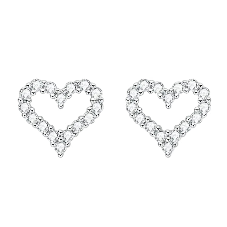 China Factory Original Design GRA Certification 2mm 0.03CT Moissanite 925 Sterling Silver Heart Stud Earrings