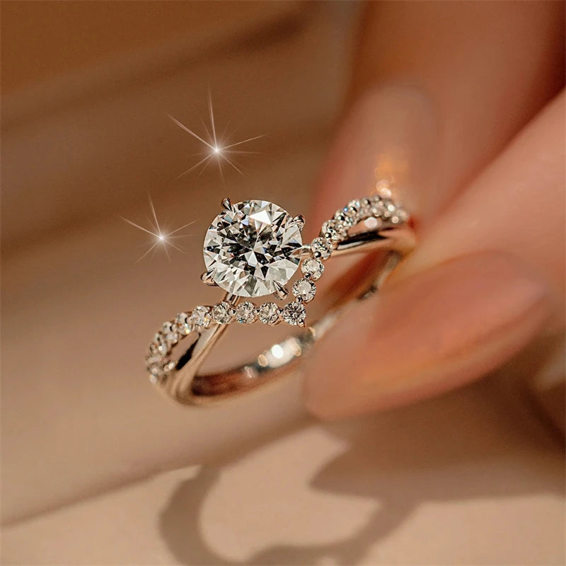 Chasau New Fashion Moissanite Ring Luxury Fine Jewelry 6.5mm All Moissanite Stones S925 Sterling Silver Wedding Engagement Ring
