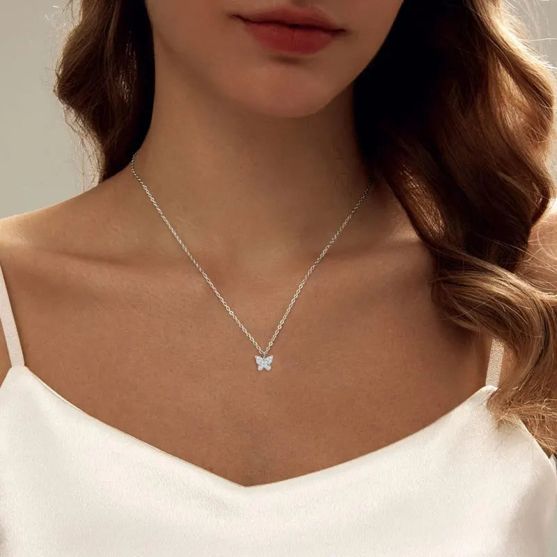 Chasau New Arrivals D Color Moissanite Pendant 925 Sterling Silver Nature Knot Bowknot Rope Butterfly Pendant Necklace for Women