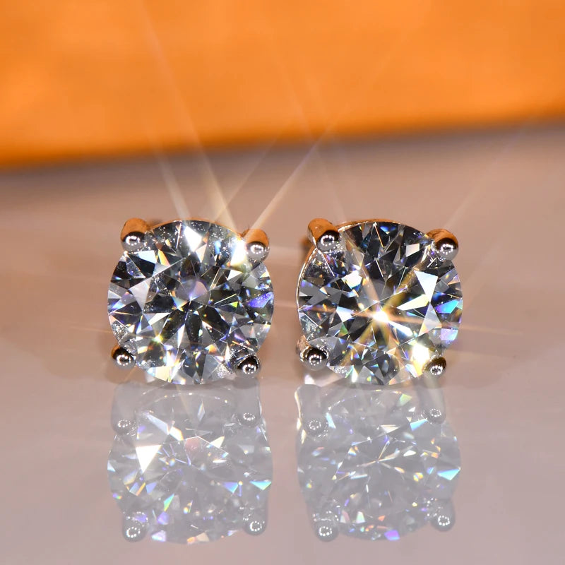 Passed Diamond Test Excellent 3.0CT 4CT 5CT Moissanite 925 Sterling Silver Perfect Cut Stone Stud Earrings for Lady