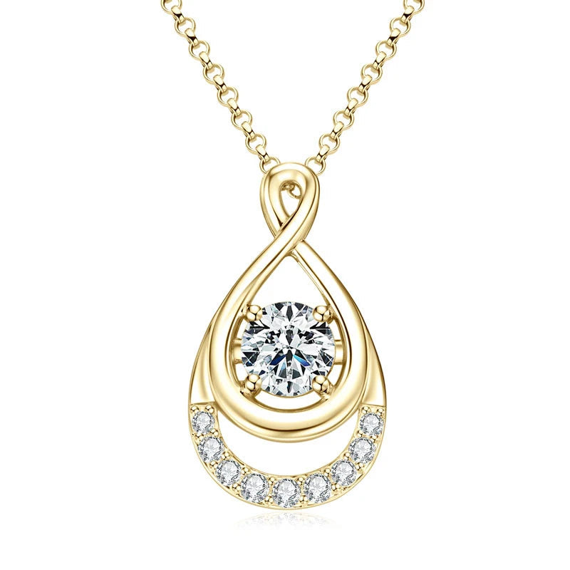 Luxurious Jewelry 925 Sterling Silver Necklaces 6.5mm 1.0 Carat Moissanite Waterdrop Infinity Pendant Necklace for Women