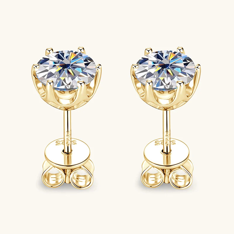 Latest Style High Quality 5mm Moissanite 925 Sterling Silver Eco Friendly 6-claw Classic Stud Earrings