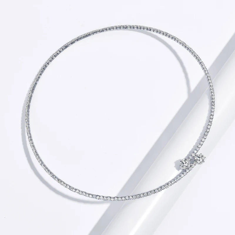 Fine Women Elegant Simple 925 Sterling Silver 6mm 0.8CT Moissanite Love Heart Pendant Necklace Jewelry Choker Collars for Women