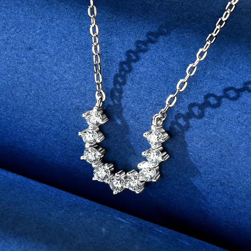 Beautiful Unique Round Cut Moissanite Pendant Necklace for Women Cluster Layering with Sterling Silver Nature Inspired