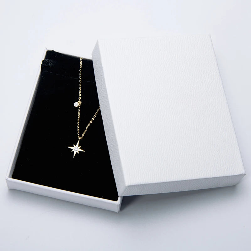 Starburst North-Star Charm Pendant Virgin Girls Choker 925 Sterling Silver 3mm Moissanite Star Necklace for Women
