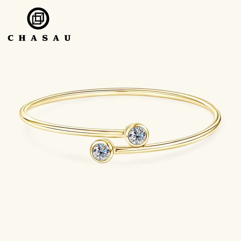 Hot Selling 925 Sterling Silver Trendy Open Flexi Fashion Round Shape Bracelet 5mm (0.5ct) Moissanite Adjustable Parties Gifts