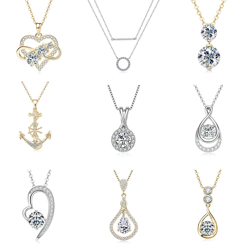 Sunflower 925 Sterling Silver D Color Halo Round Fashion Jewelry 0.5ct Moissanite Dancing Pendant Necklace for Women