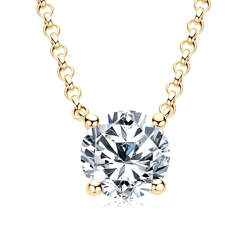 Original 925 Silver Chains Solitaire Drop Necklaces Bridal Fine Jewelry 1CT 2CT 3CT Moissanite Pendant Necklace for Women