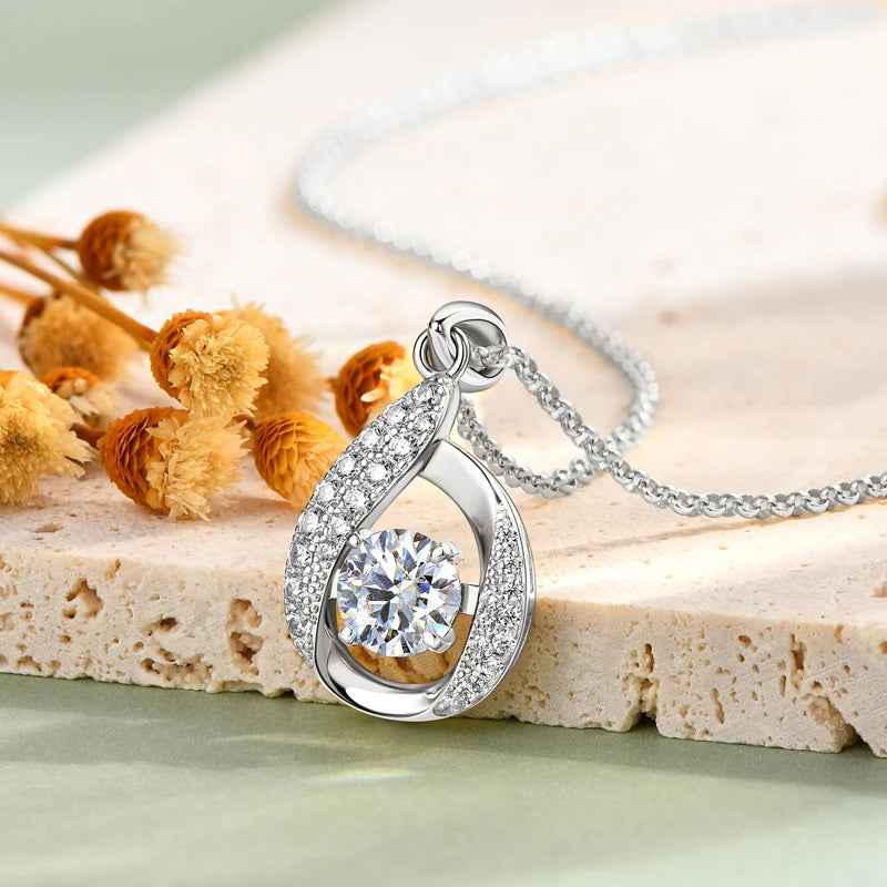 High Quality Wedding Jewelry Gift 925 Sterling Silver D Color 6.5mm 1ct Moissanite Infinity Pendant Necklaces for Women