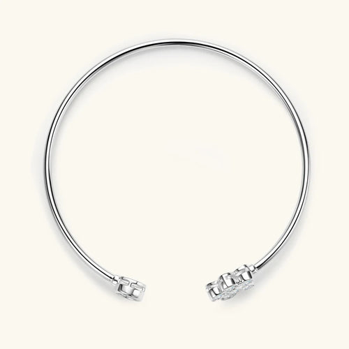 925 Sterling Silver Wrist Jewelry Gift Adjustable Flower Cuff Bracelet Exquisite Bezel Moissanite Bangles for Women Girls