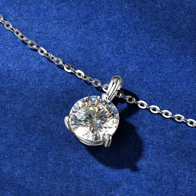 Simple 925 Silver D Color VVS1 6.5mm 7.5mm 8mm Moissanite Simplicity Three Claw Solitaire Pendant Necklace for Women