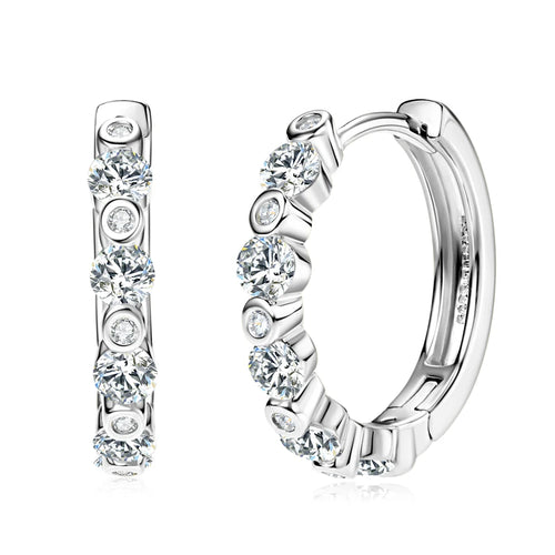 2024 925 Sterling Silver Round Cut Moissanite 1.4mm 3mm S925 Hoop Earrings for Women Chunky French Chic Fashion Jewelry Ear Ring