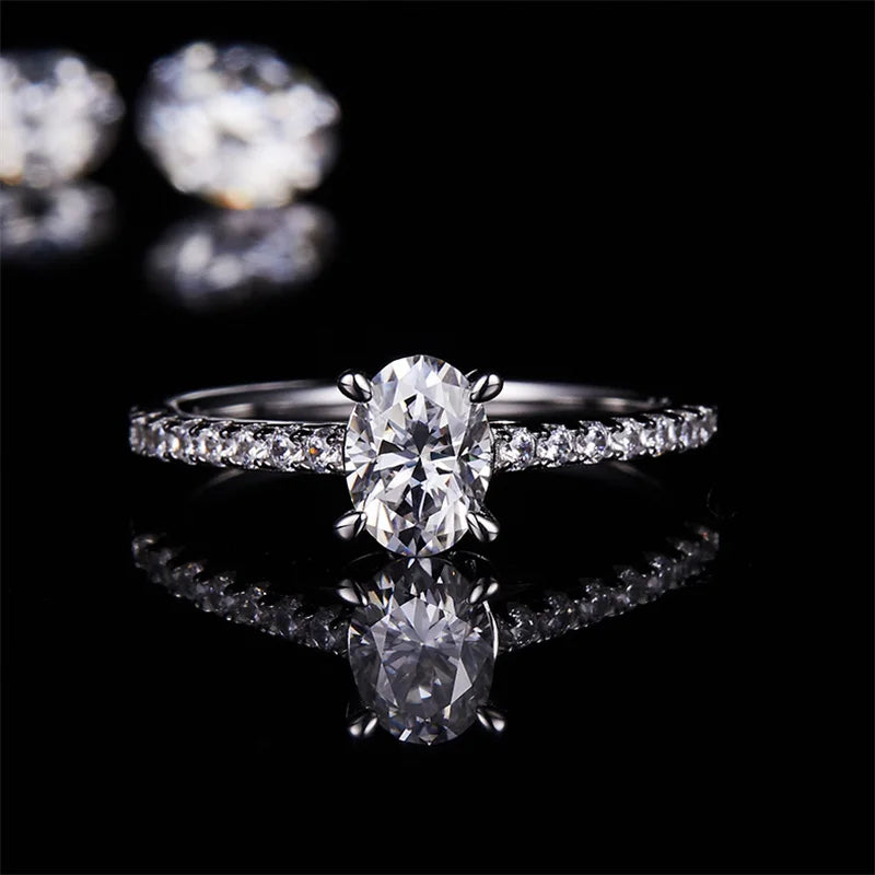 925 Sterling Silver GRA Certificated 1ct Oval Cut Vvs Moissanite Minimalist Wedding Ring Engagement Rings for Women