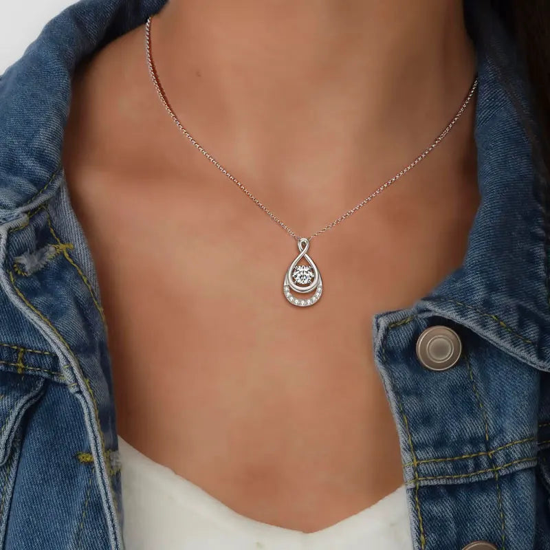 Luxurious Jewelry 925 Sterling Silver Necklaces 6.5mm 1.0 Carat Moissanite Waterdrop Infinity Pendant Necklace for Women