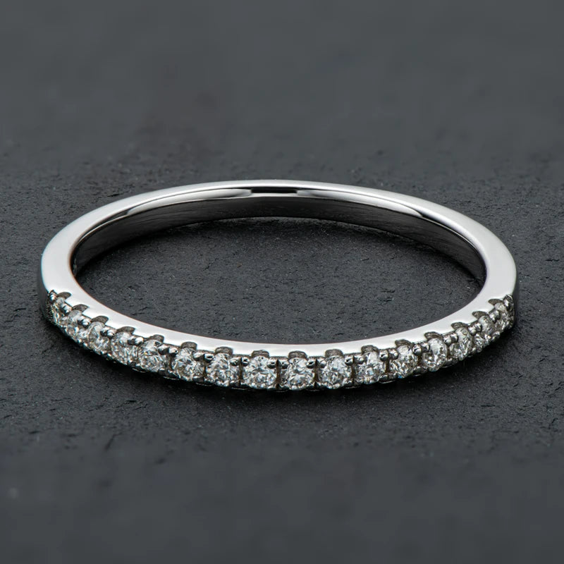 Best Selling Fashion Women Fine Jewelry 925 Sterling Silver 15pcs Moissanite Stones Wedding Band Engagement Ring for Women
