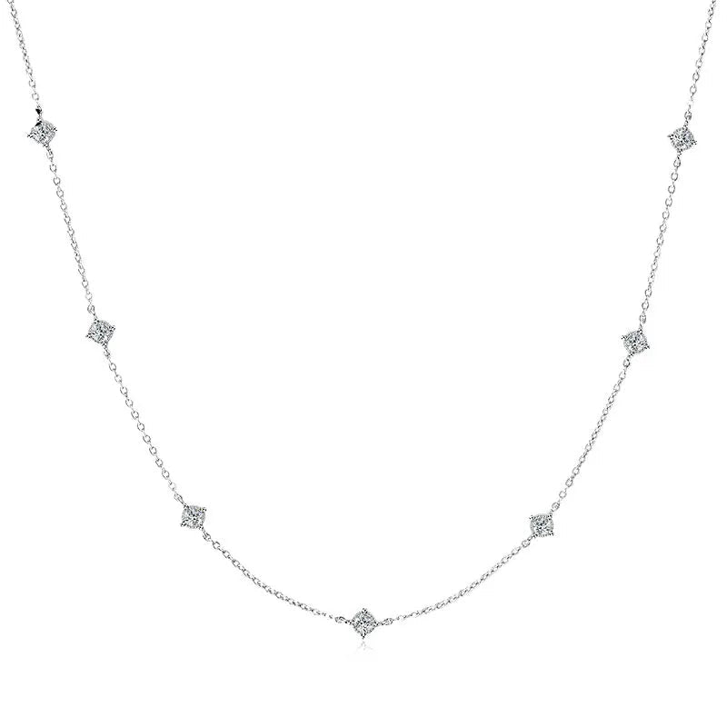 High Quality New Design Simple S925 Certified 925 Sterling Silver Round Cut 3mm Moissanite Choker Necklace for Women Girls