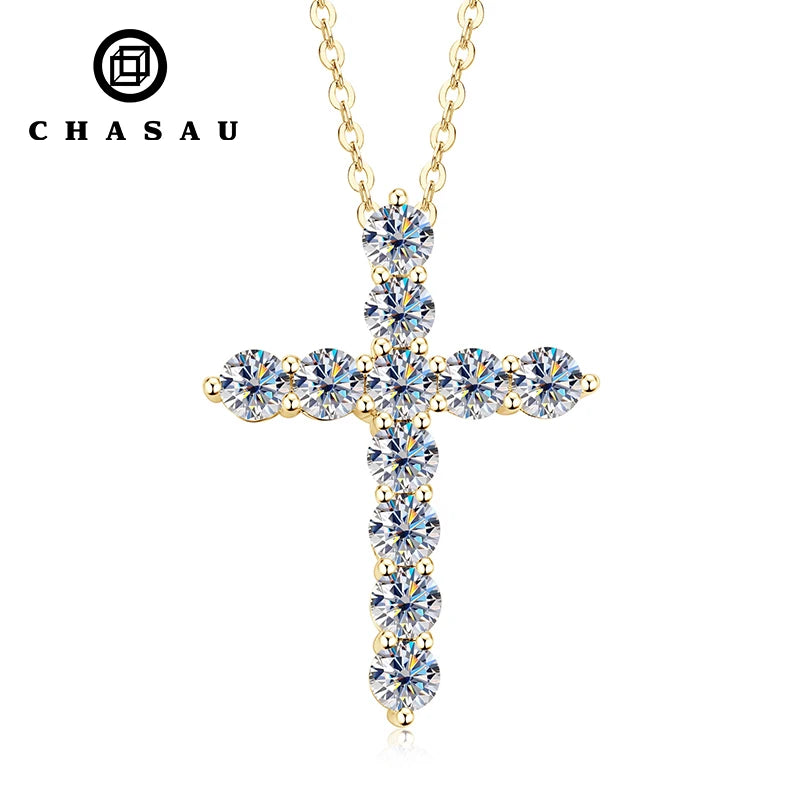 Wholesale Jewelry 925 Silver 3.5mm 0.20ct Moissanite Diamond Jesus Cross VVS1 Pendant Necklace Religious Jewelry Gifts for Her