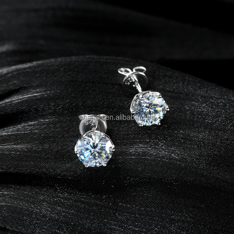 925 Sterling Silver 4mm 0.3ct Moissanite Earrings Studs for Men Women