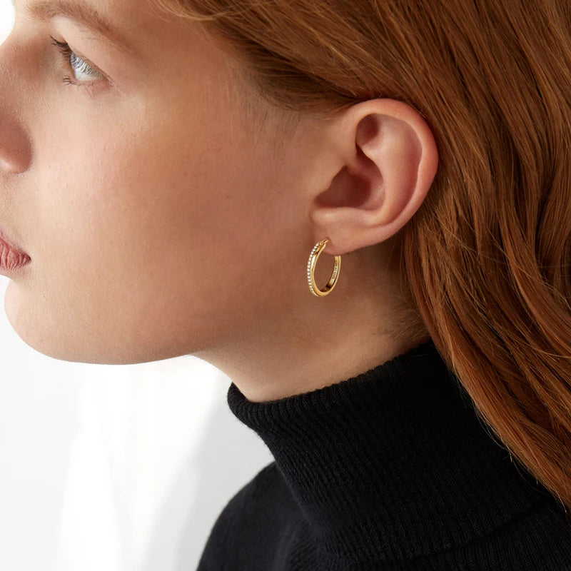 925 Silver 14K Gold Plated Clip Diamond Stud Earrings Wedding Jewelry Gift Classic Real Moissanite Hoop Earrings for Women