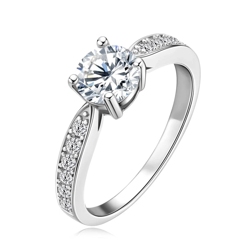 Real Moissanite Wedding Ring 925 Sterling Silver Round 6.5mm 1.0carat D Color Brilliant Dianomd Engagement Ring for Women