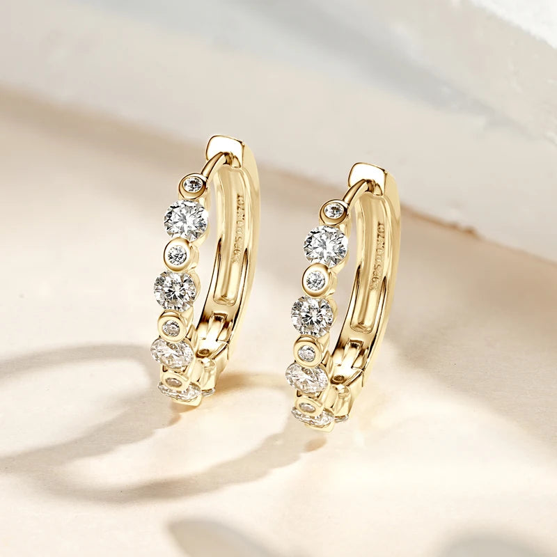 2024 925 Sterling Silver Round Cut Moissanite 1.4mm 3mm S925 Hoop Earrings for Women Chunky French Chic Fashion Jewelry Ear Ring