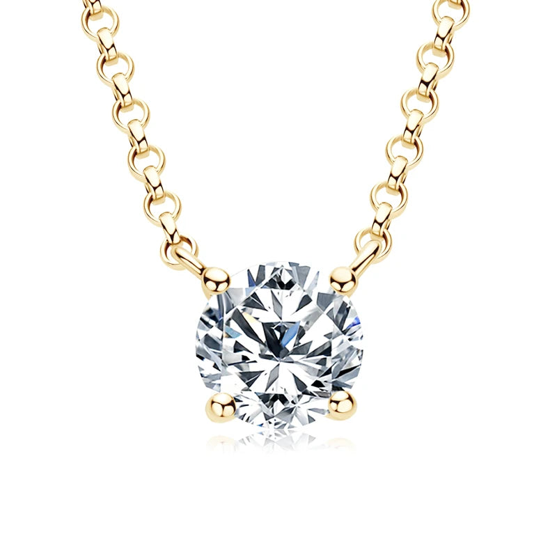 Original 925 Silver Chains Solitaire Drop Necklaces Bridal Fine Jewelry 1CT 2CT 3CT Moissanite Pendant Necklace for Women