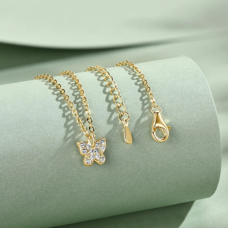 Chasau New Arrivals D Color Moissanite Pendant 925 Sterling Silver Nature Knot Bowknot Rope Butterfly Pendant Necklace for Women
