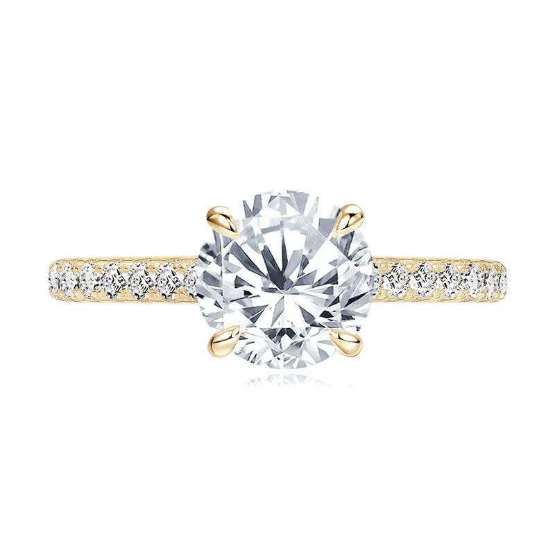 Factory GRA Certification 8mm 2.0CT Moissanite S925 Sterling Silver Four Claws Classic Wedding Engagement Ring for Women