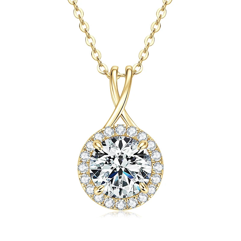 Hot Selling Charms 925 Silver Round-Cut 8mm 2.0ct Moissanite Pendant Cross Design Necklace for Women with Certificate