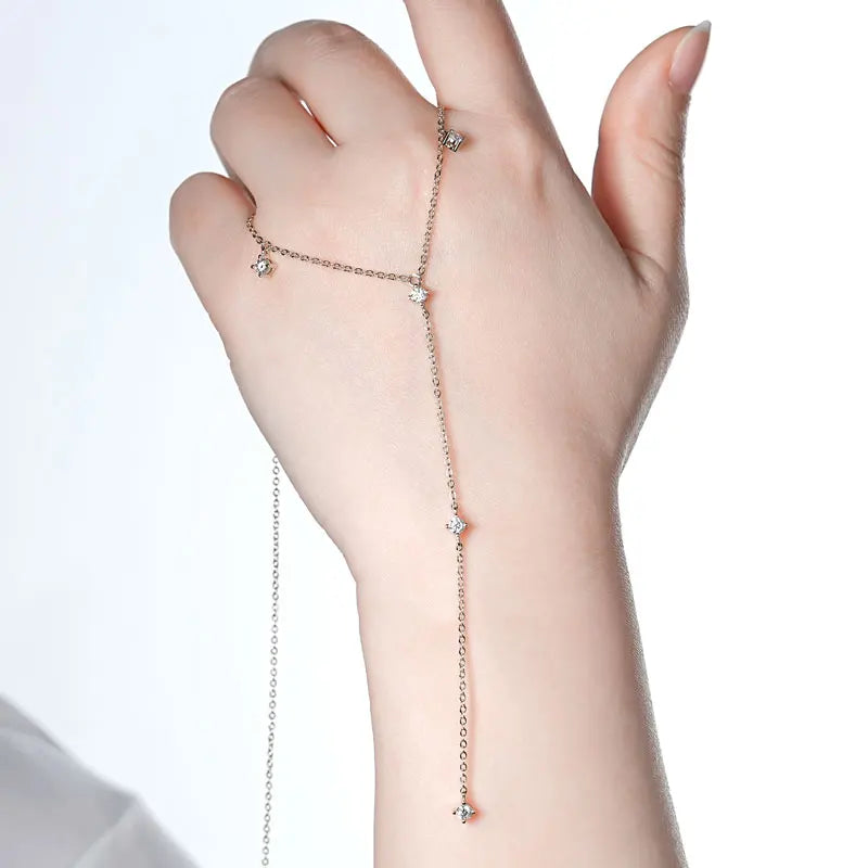 Women's Dainty 925 Sterling Silver 3mm 0.1ct Moissanite Tennis Necklace with Y Lariat Long Link Chain for Gift