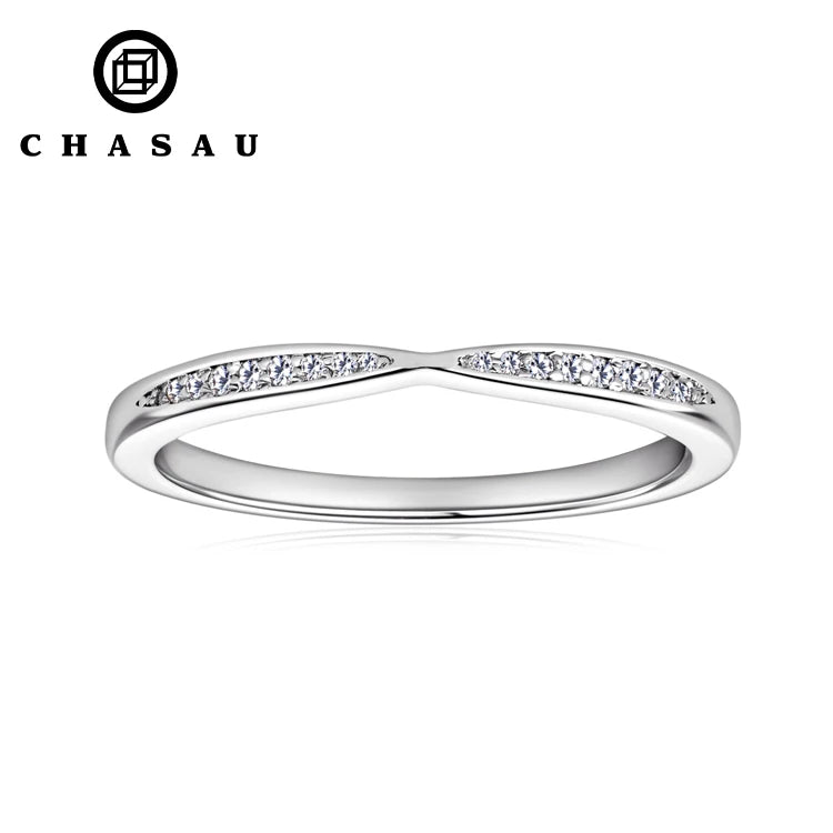 Wedding Jewelry Gifts Stackable Thin Ring Half Eternity Moissanite Bands 925 Sterling Silver Rings for Women with Certificate