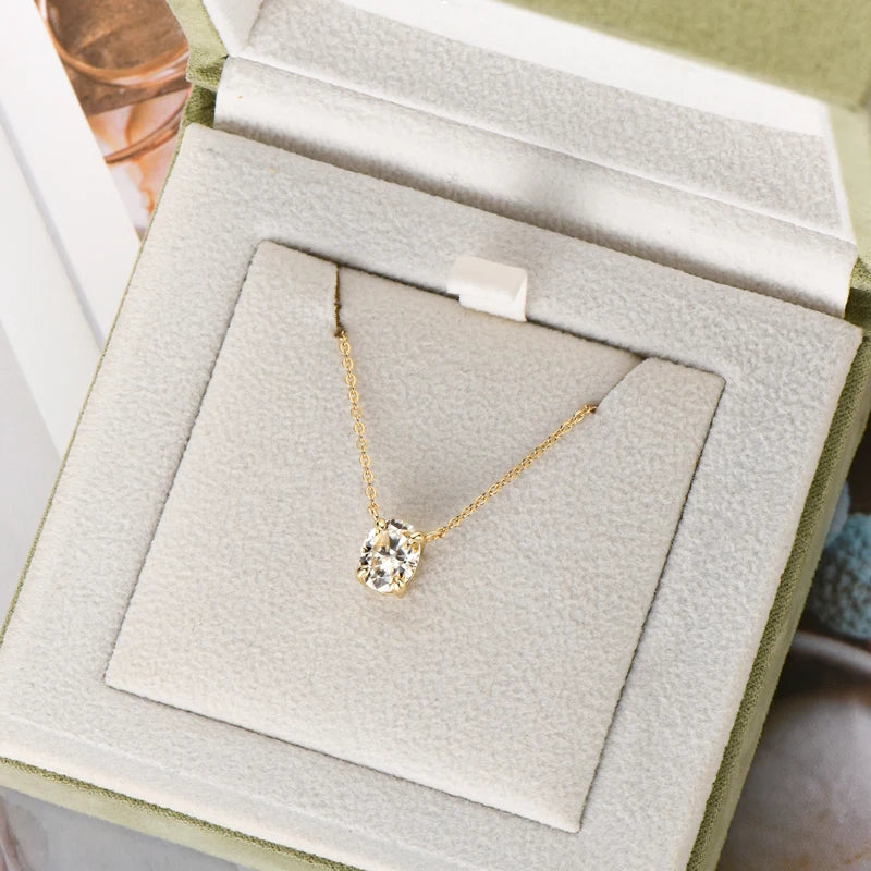 Real 925 Silver Chain Jewelry Gift for Wedding Birthday Party Valentine Oval Cut 2.0CT Moissanite Pendant Women's Necklace