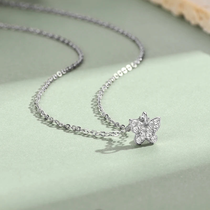 Chasau New Arrivals D Color Moissanite Pendant 925 Sterling Silver Nature Knot Bowknot Rope Butterfly Pendant Necklace for Women