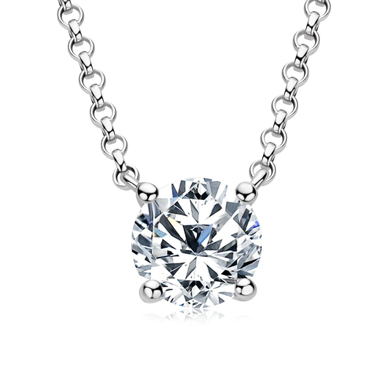 Original 925 Silver Chains Solitaire Drop Necklaces Bridal Fine Jewelry 1CT 2CT 3CT Moissanite Pendant Necklace for Women