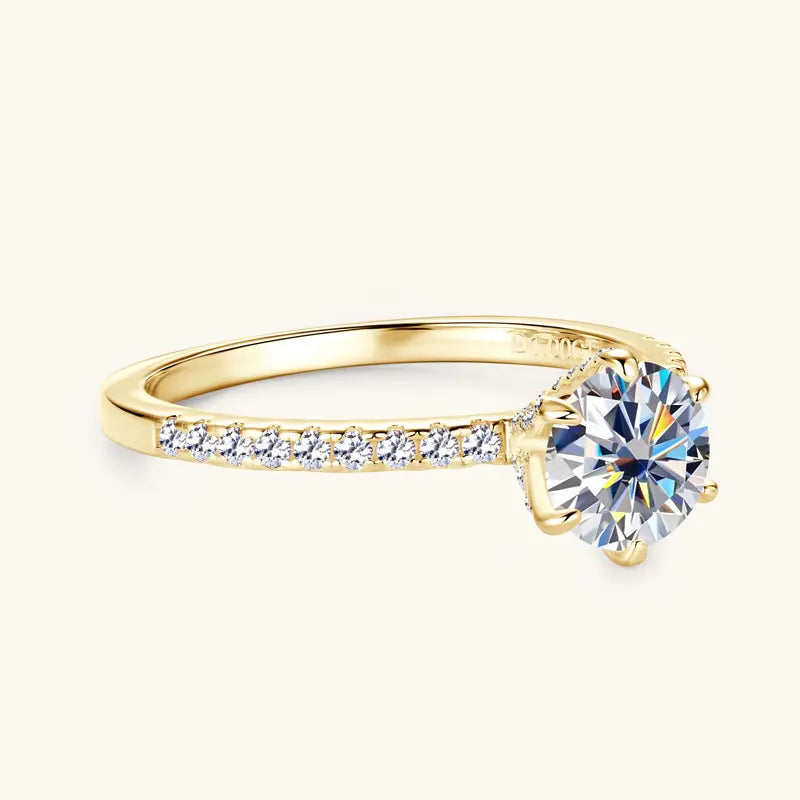 Classic Shinny 925 Sterling Sliver 1CT 6.5mm D Color VVS Round Cut Moissanite Simple Engagement Ring for Women