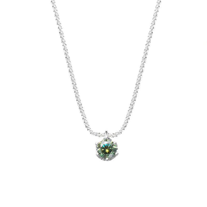 Multi Color Choice D Color with GRA Certification 6.5mm 1CT 925 Sterling Silver Round Cut Moissanite Colorful Necklace
