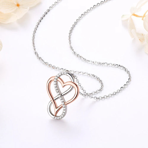 100% 925 Sterling Silver Certificated 1mm Moissanite Authentic Sterling Silver Heart Infinity Necklace