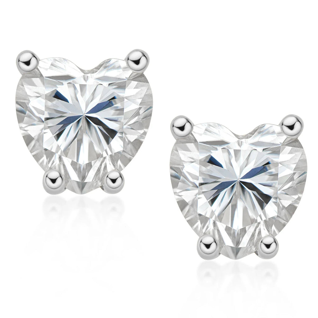 Factory Original Design GRA Certification 5.5x5.5mm Four Claw Moissanite 925 Sterling Silver Heart Stud Earrings