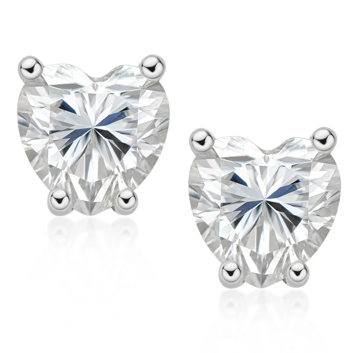 Factory Original Design GRA Certification 5.5x5.5mm Four Claw Moissanite 925 Sterling Silver Heart Stud Earrings