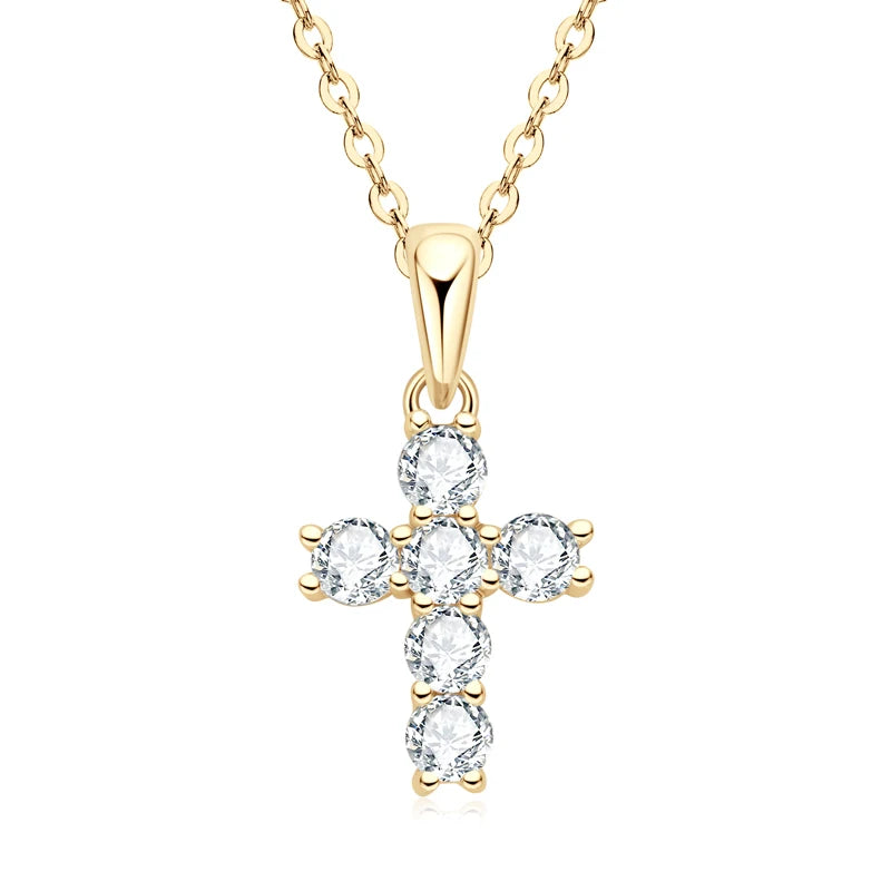 2.2mm&2mm&1.8mm&1.5mm&1.2mm1.1mm&1mm&0.9mm Moissanite Cross Pendant Necklace Silver 925 for Christian Women Men