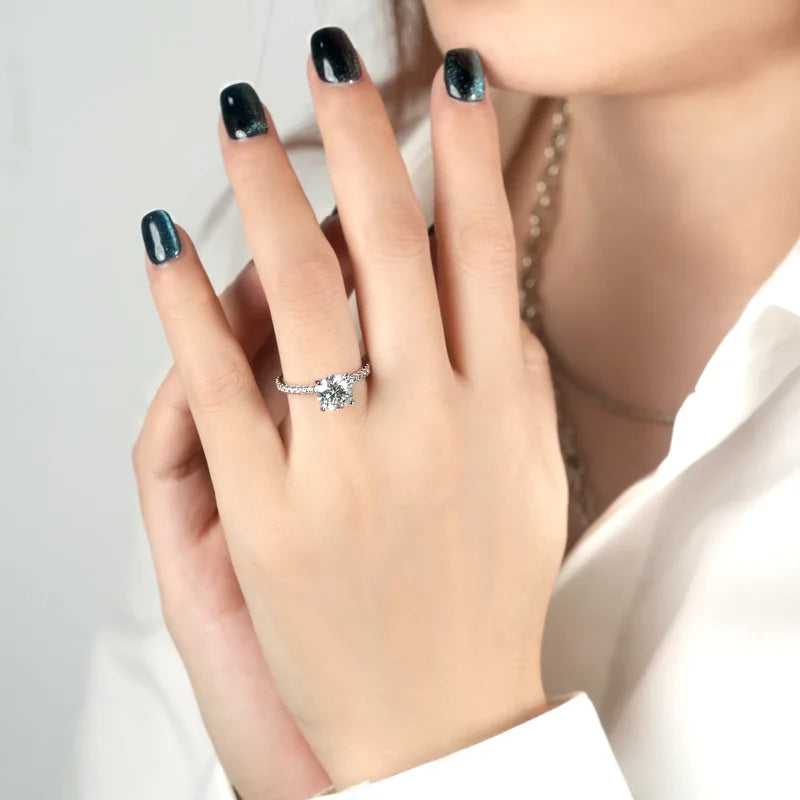 Wedding Classic Design 8mm 2.0ct Stackable Rings 2CT Engagement Bridal Finger Hidden Halo Ring for Women