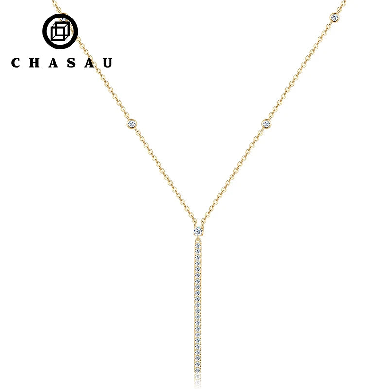Long Drop Pendant Necklace 925 Silver 2.5mm&2mm&1.5mm Moissanite Fashion Barrette Necklace for Women