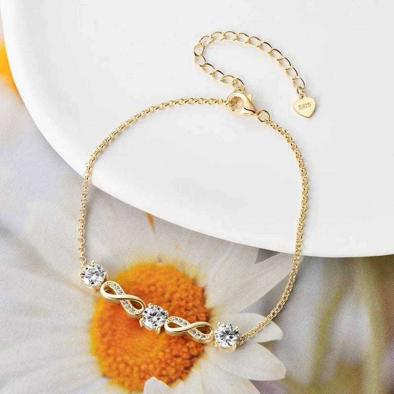 Chasau Luxury Fashion Custom 5mm Full D Moissanite Infinity Bracelets for Women Minimalist 925 Pure Silver Elegant Jewelry