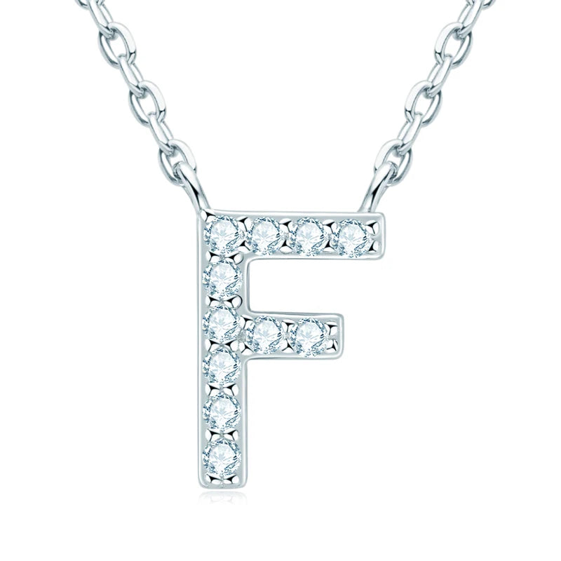 Charm Pendant 1.4mm D Color Moissanite Diamond Necklace Initial 26 Letter Name Necklace Silver for Women Kids Girls
