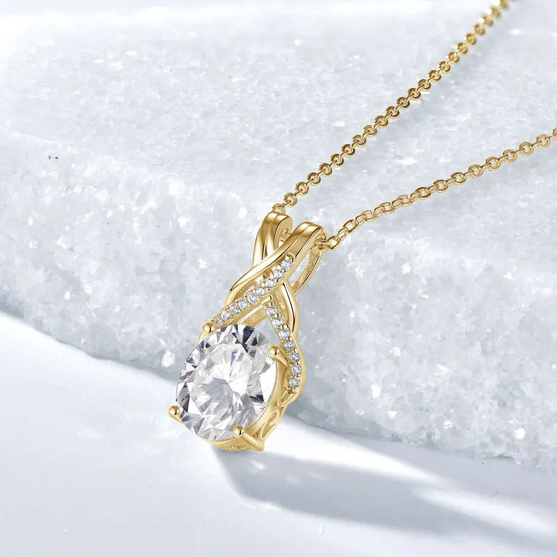 Original 925 Sterling Silver Women's Cross Pendant Necklace Oval Cut 8x10mm 3.0ct Moissanite Oval Cut Setting